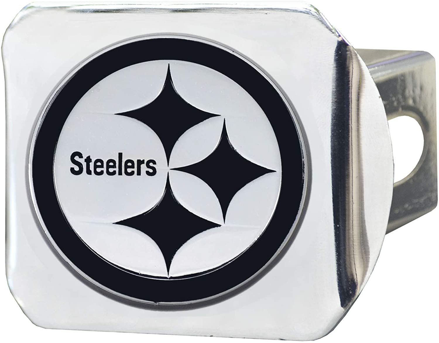 Pittsburgh Steelers Solid Metal Hitch Cover with Chrome Metal Emblem 2" Square Type III 1