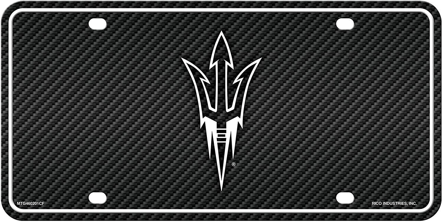 Arizona State University Sun Devils Metal Auto Tag License Plate, Carbon Fiber Design, 6x12 Inch
