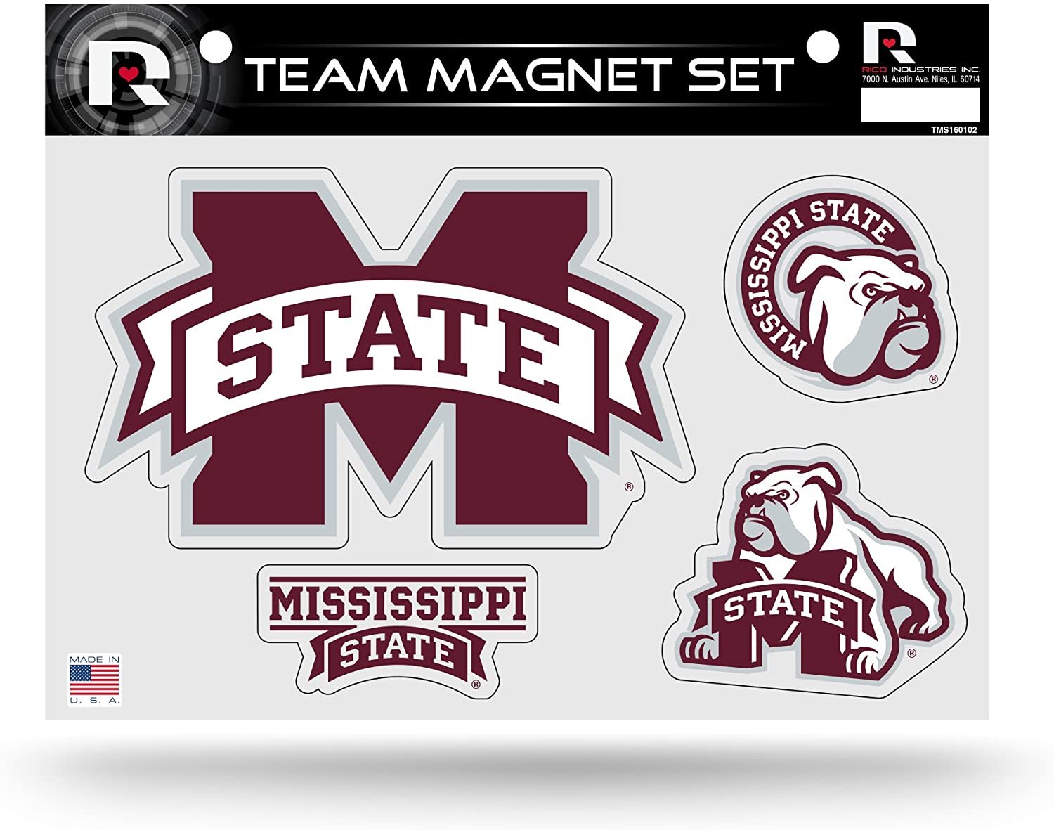 Mississippi State University Bulldogs Multi Magnet Sheet Shape Cut 8x11 Inch 1