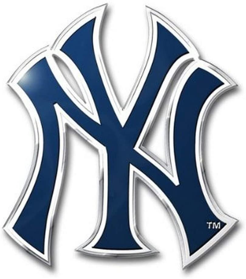 New York Yankees Auto Emblem, Aluminum Metal, Embossed Team Color, Raised Decal Sticker, Full Adhesive Backing 1