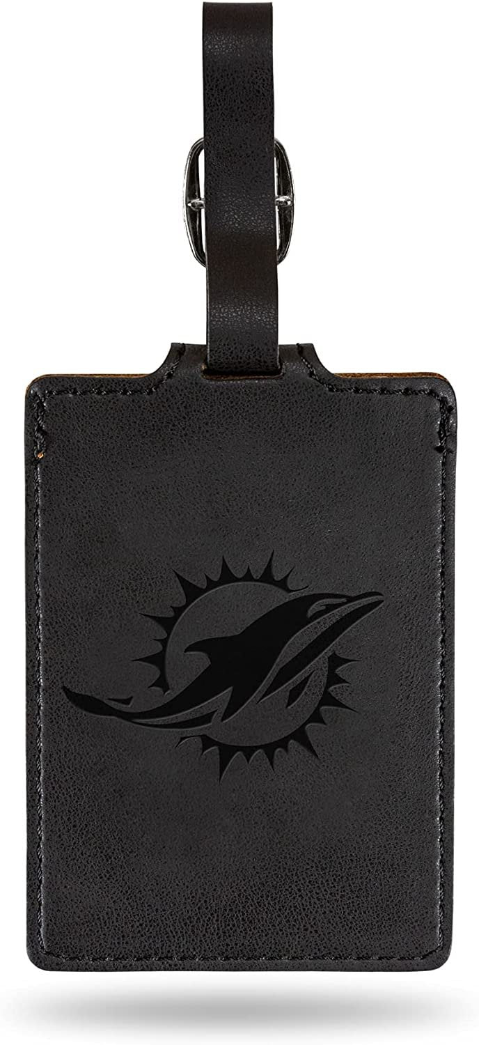 Miami Dolphins Luggage Bag Tag Laser Engraved Ultra Suede Includes ID Card 1