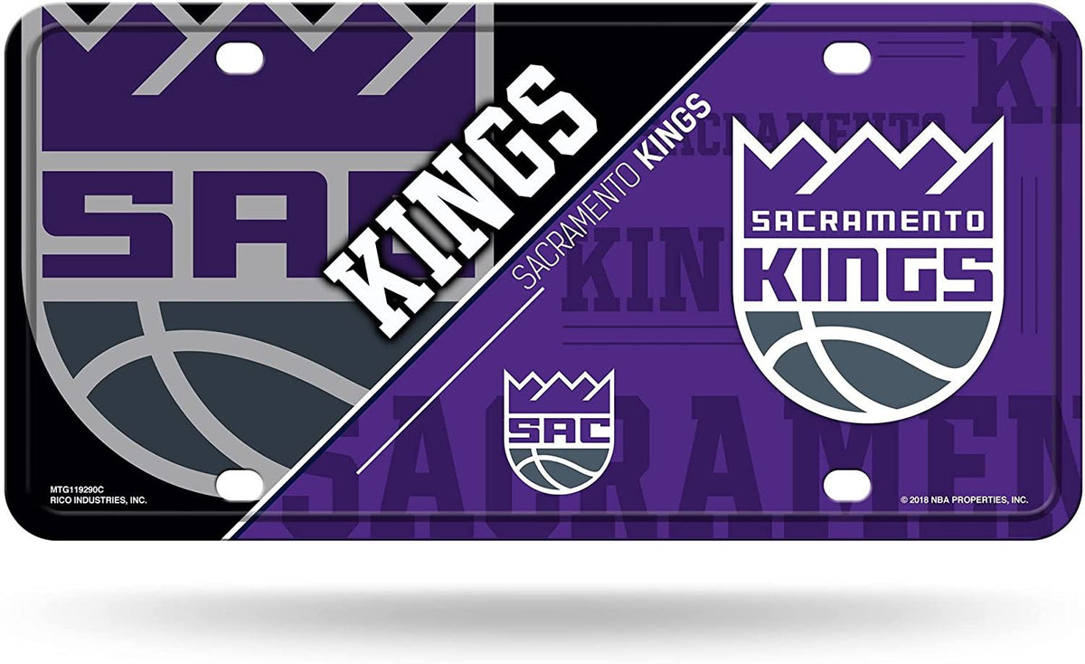 Sacramento Kings Metal Auto Tag License Plate, Split Design, 6x12 Inch 1