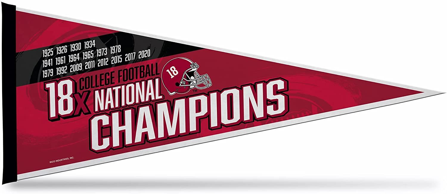 University of Alabama Crimson Tide 18-Time Champions Soft Felt Pennant, 12x30 Inch, Easy To Hang 1