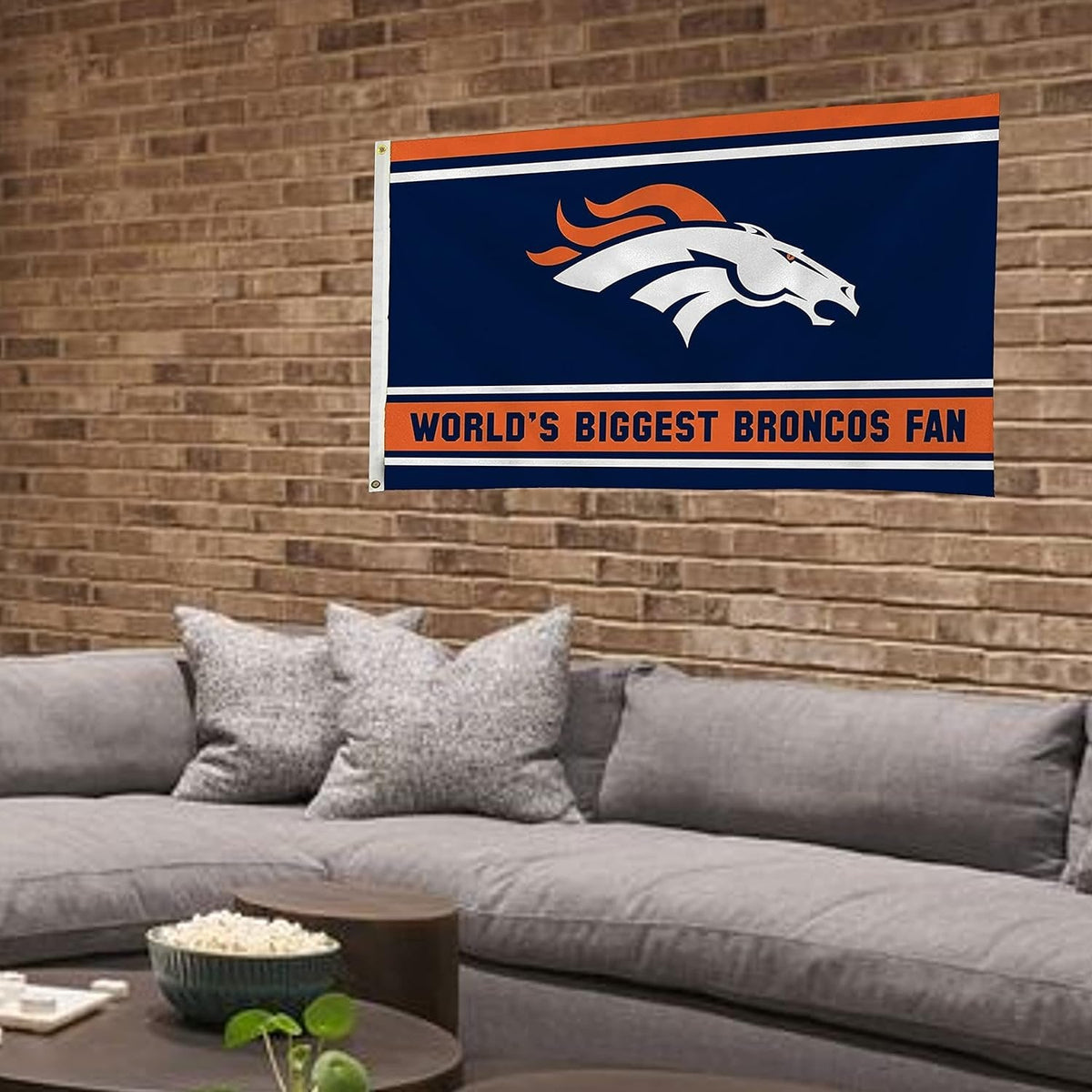 Denver Broncos 3x5 Feet Flag Banner, World's Biggest Fan, Metal Grommets, Single Sided, Indoor or Outdoor Use 4