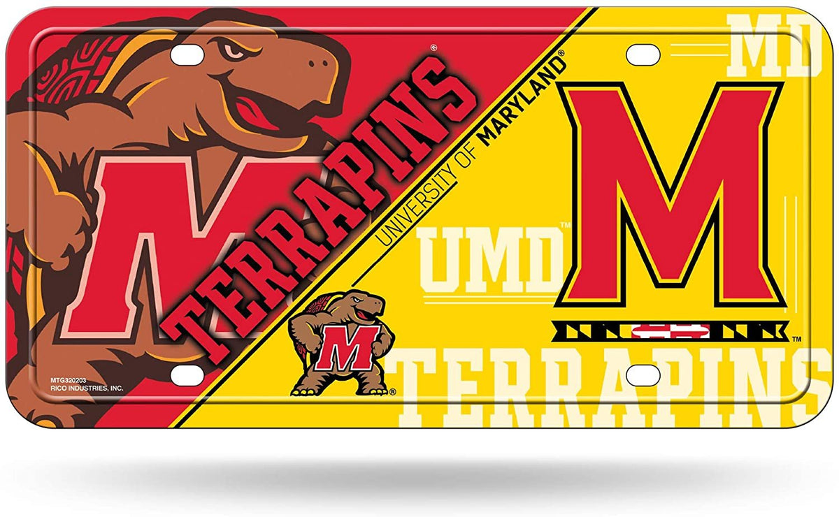 University of Maryland Terrapins Metal Auto Tag License Plate, Split Design, 6x12 Inch 1
