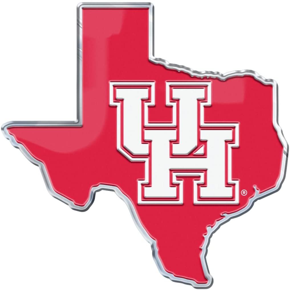 University of Houston Cougars Auto Emblem Aluminum Metal Embossed Die Cut State Design 1