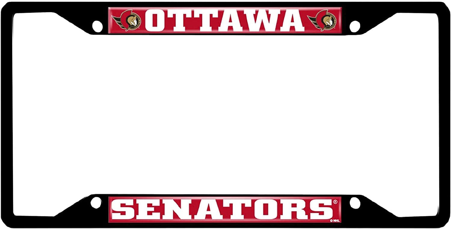 FANMATS 31829 Ottawa Senators Metal License Plate Frame Black Finish