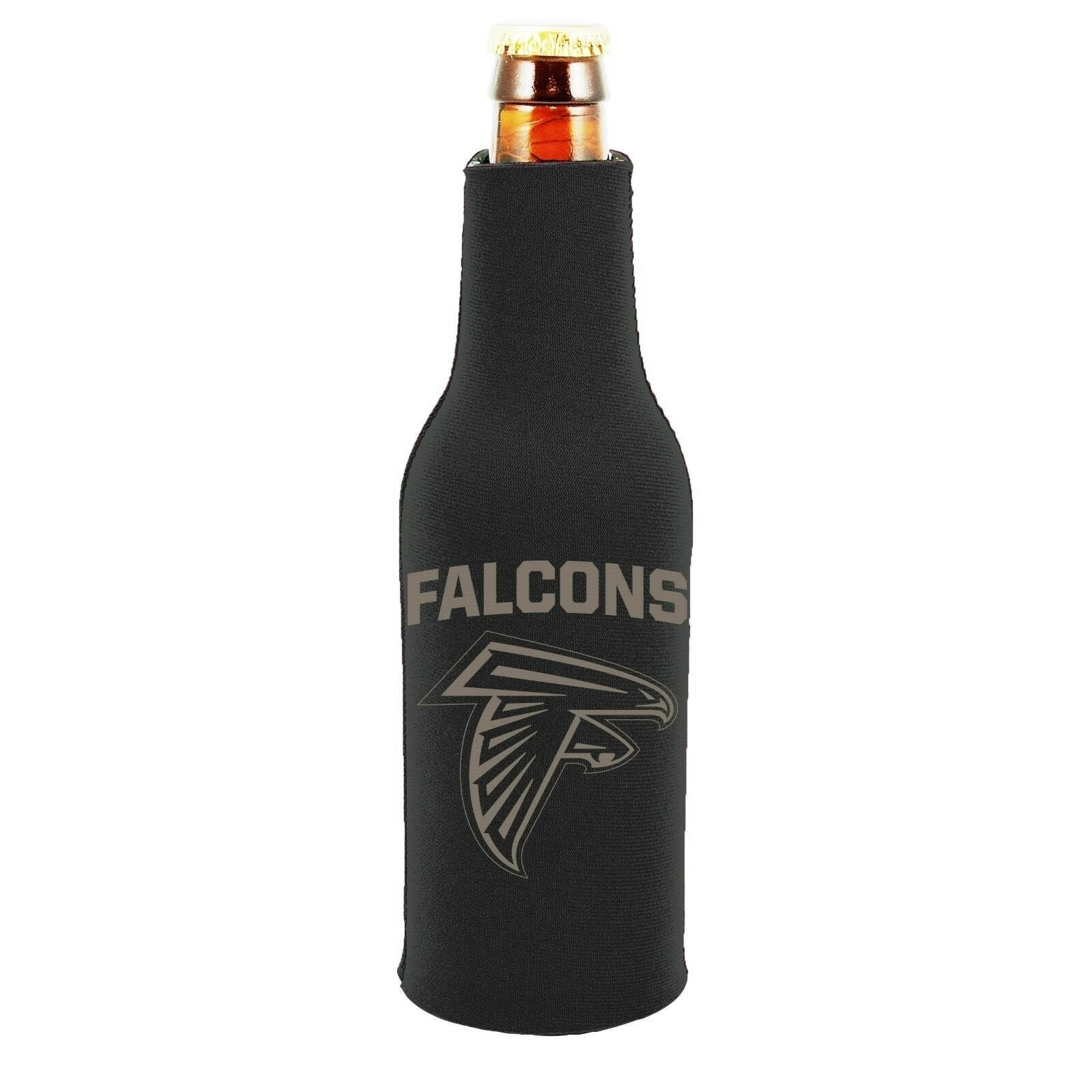 Atlanta Falcons 2-PACK Zipper BOTTLE Tonal Black Koozie Neoprene Holder Football 1