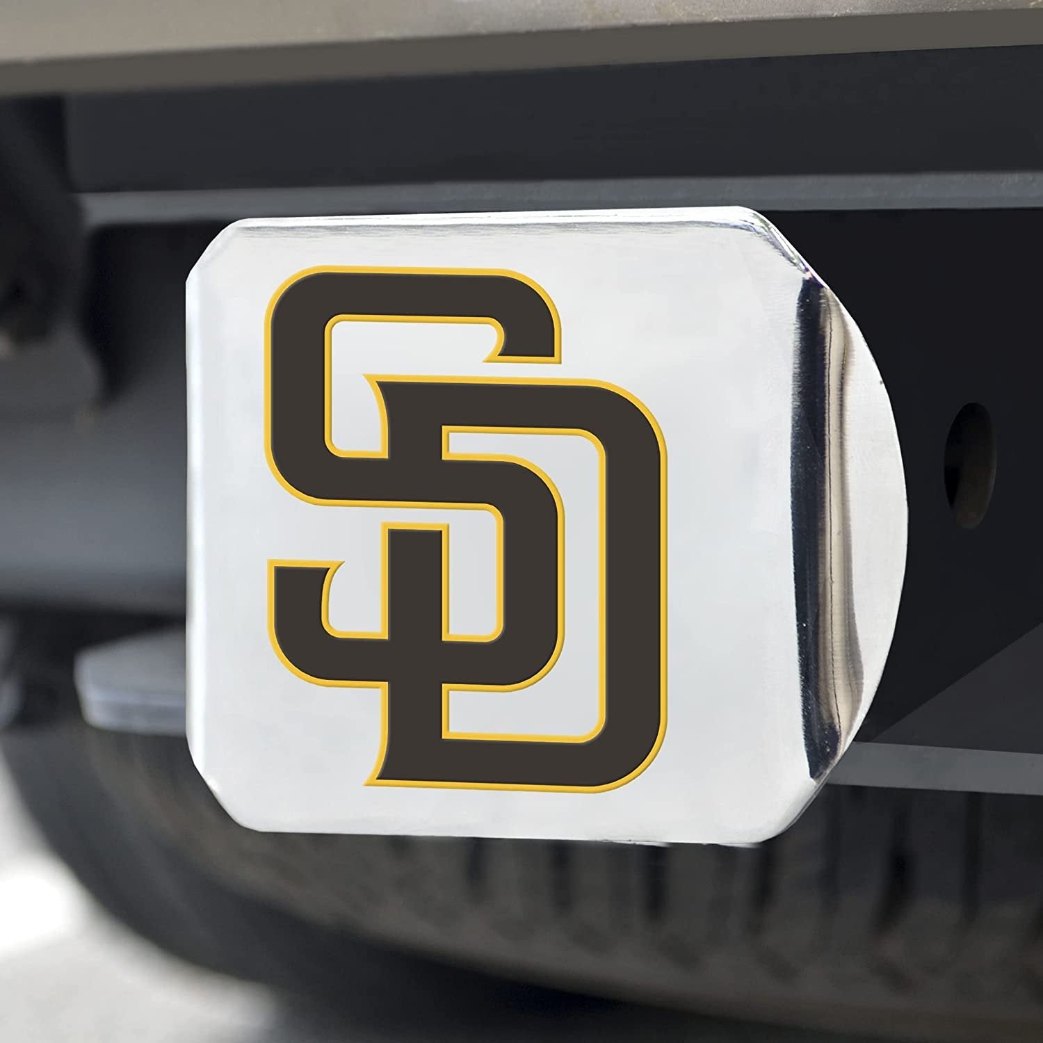 San Diego Padres Hitch Cover Solid Metal with Raised Color Metal Emblem 2" Square Type III