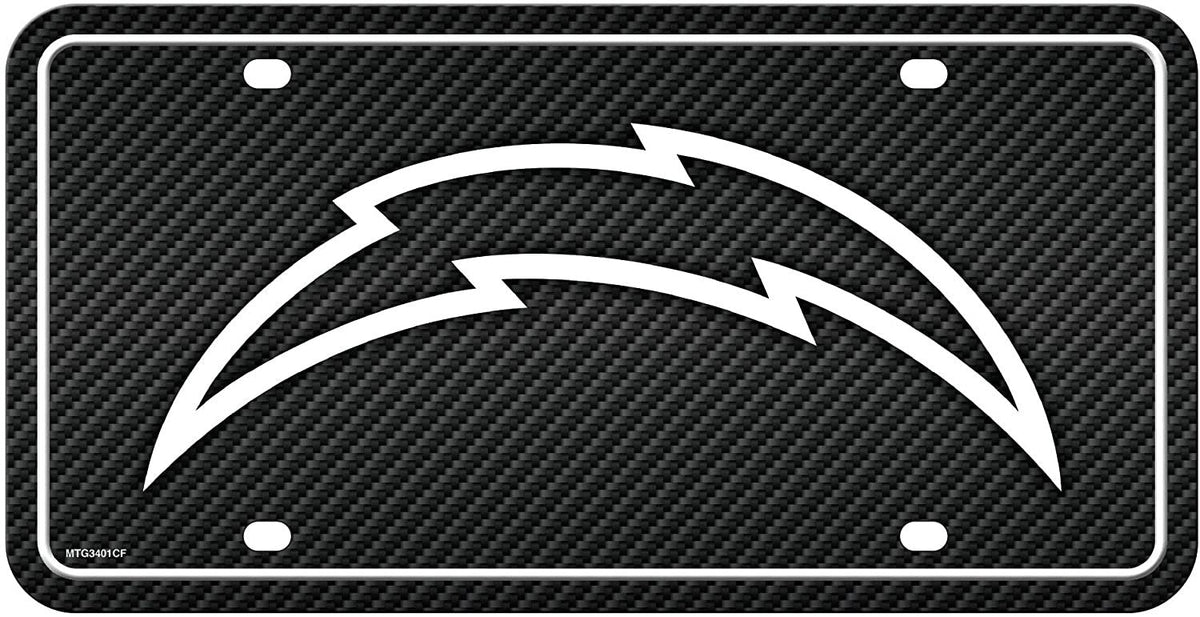Los Angeles Chargers Metal Tag License Plate, Carbon Fiber Design, 6x12 Inch 1