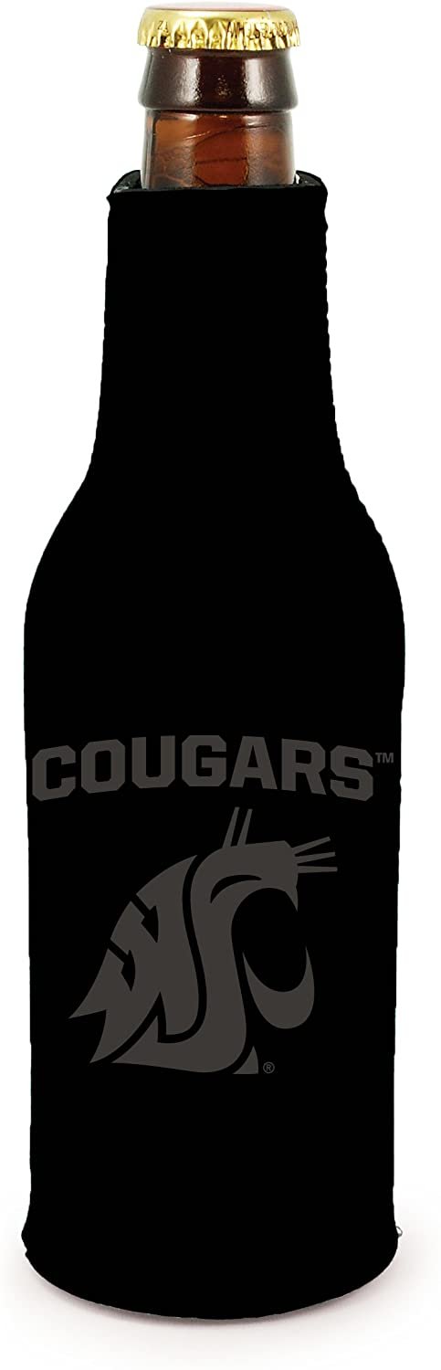 Washington State Cougars 2-Pack Zipper Bottle Tonal Black Beverage Insulator Neoprene Holder Cooler Coolie University of 1