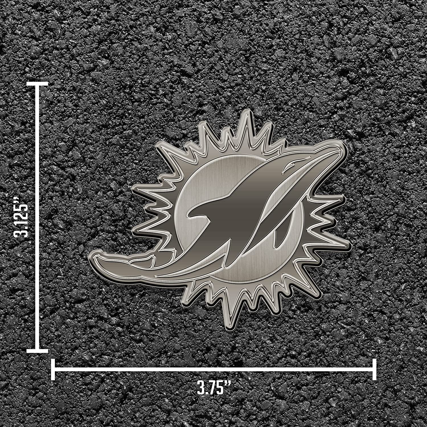 Miami Dolphins Solid Metal Auto Emblem Antique Nickel Design 4