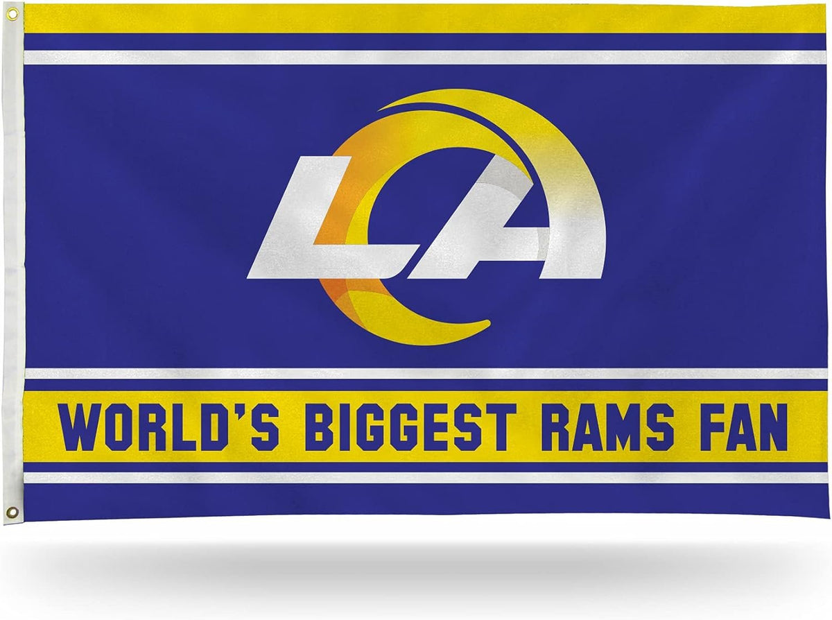 Los Angeles Rams 3x5 Feet Flag Banner, World's Biggest Fan, Metal Grommets, Single Sided, Indoor or Outdoor Use 1