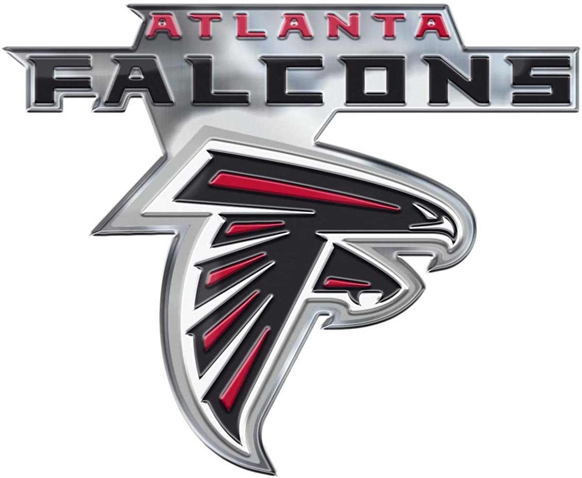 Atlanta Falcons Premium Aluminum Metal Raised Auto Emblem, Color Embossed, Full Adhesive Backing