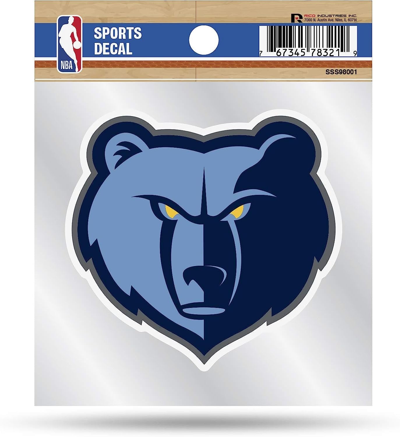 Memphis Grizzlies 4x4 Die Cut Inch Decal Sticker Flat Vinyl, Primary Logo, Clear Backing 1