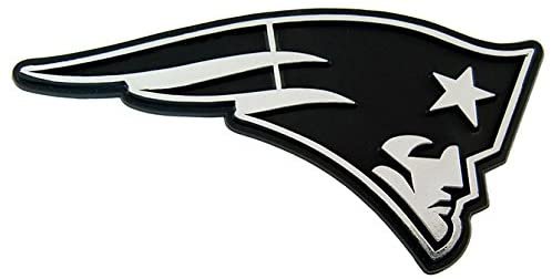 New England Patriots Auto Emblem, Silver Chrome Color, Raised Molded Shape Cut Plastic, Adhesive Tape Backing 1
