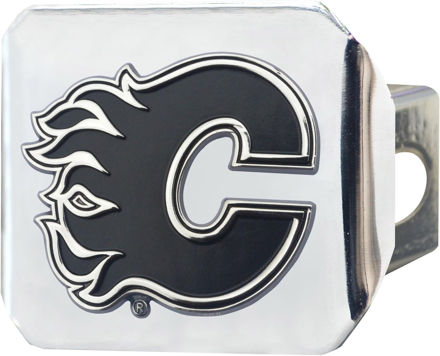 FANMATS 17000 Calgary Flames Chrome Metal Hitch Cover with Chrome Metal 3D Emblem