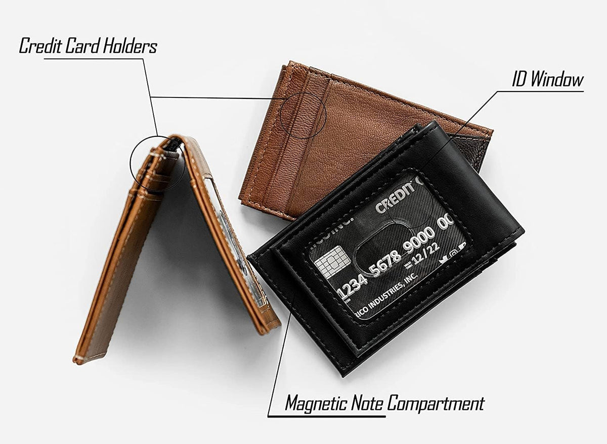 University of Kansas Jayhawks Premium Black Leather Wallet, Front Pocket Magnetic Money Clip, Laser Engraved, Vegan 6