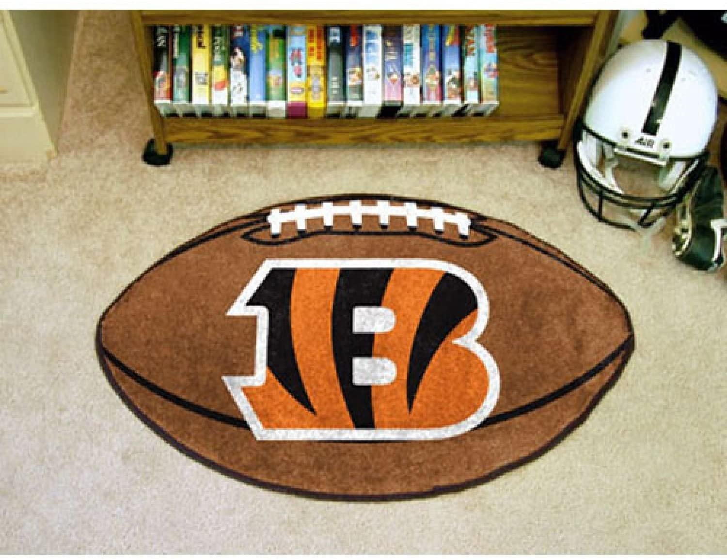 Cincinnati Bengals Floor Mat Area Rug, 20x32 Inch, Non-Skid Backing, Football Design 1