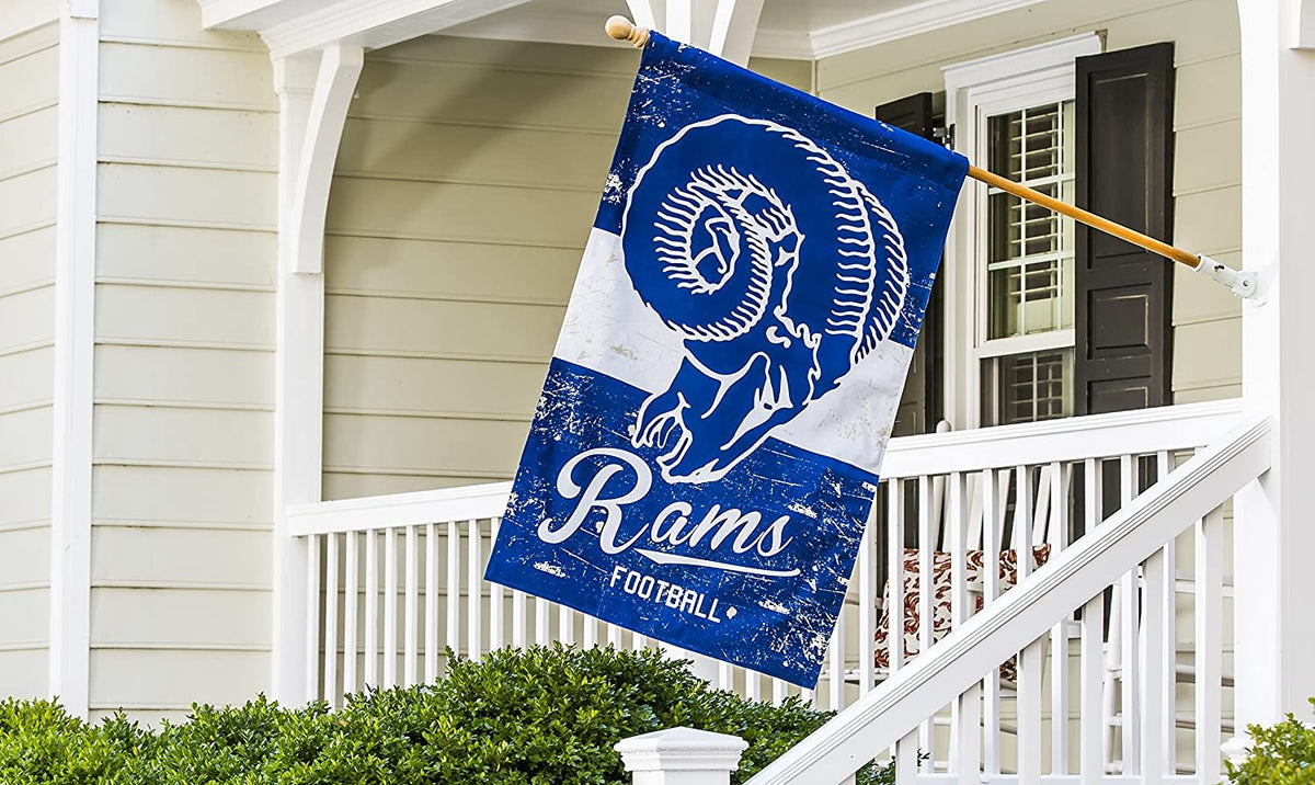 Los Angeles Rams Premium House Flag Banner, Double Sided, Retro Vintage Style, Linen, 28x44 Inch 3