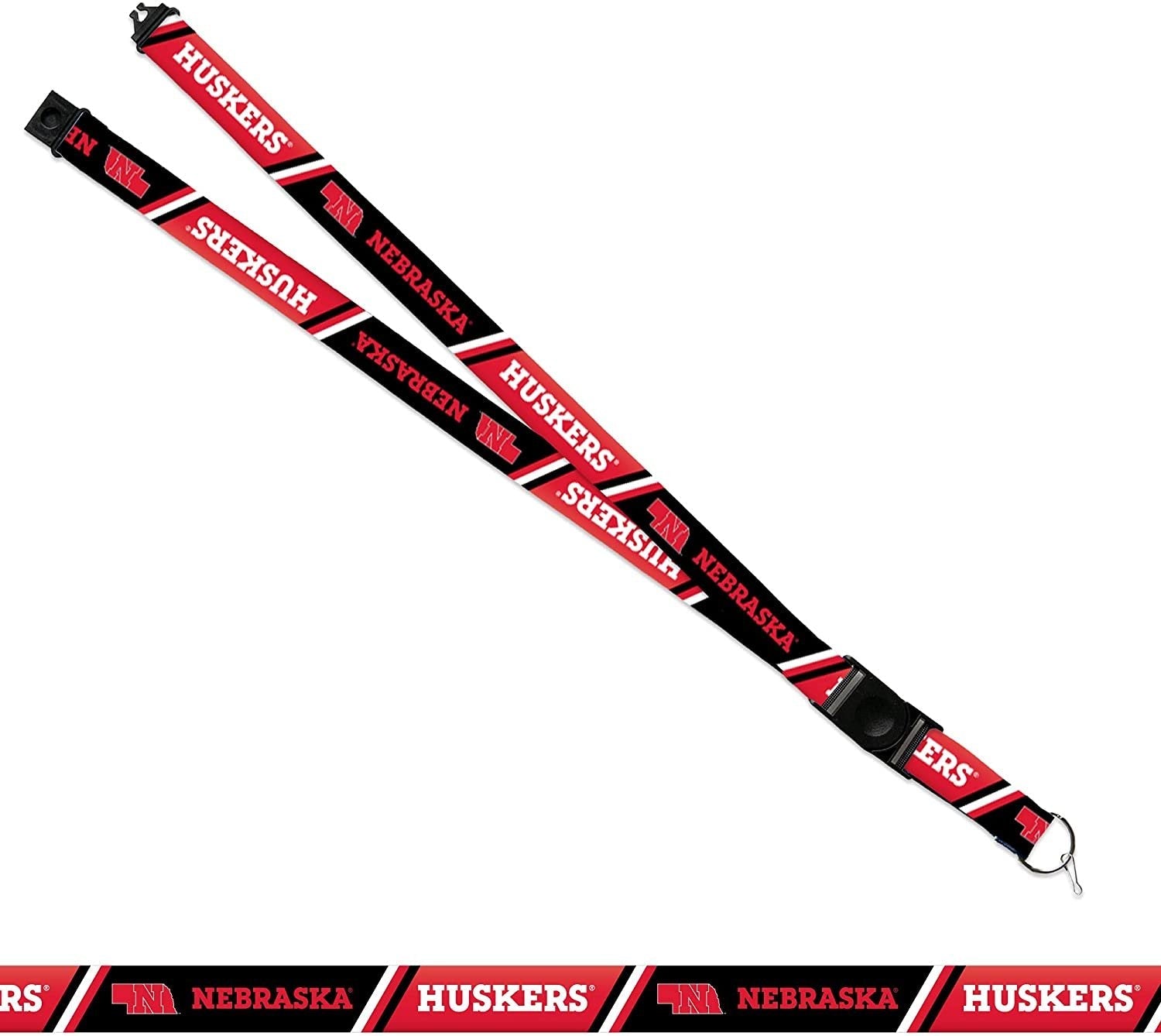 University of Nebraska Cornhuskers Lanyard Keychain Double Sided 18 Inch Button Clip Safety Breakaway