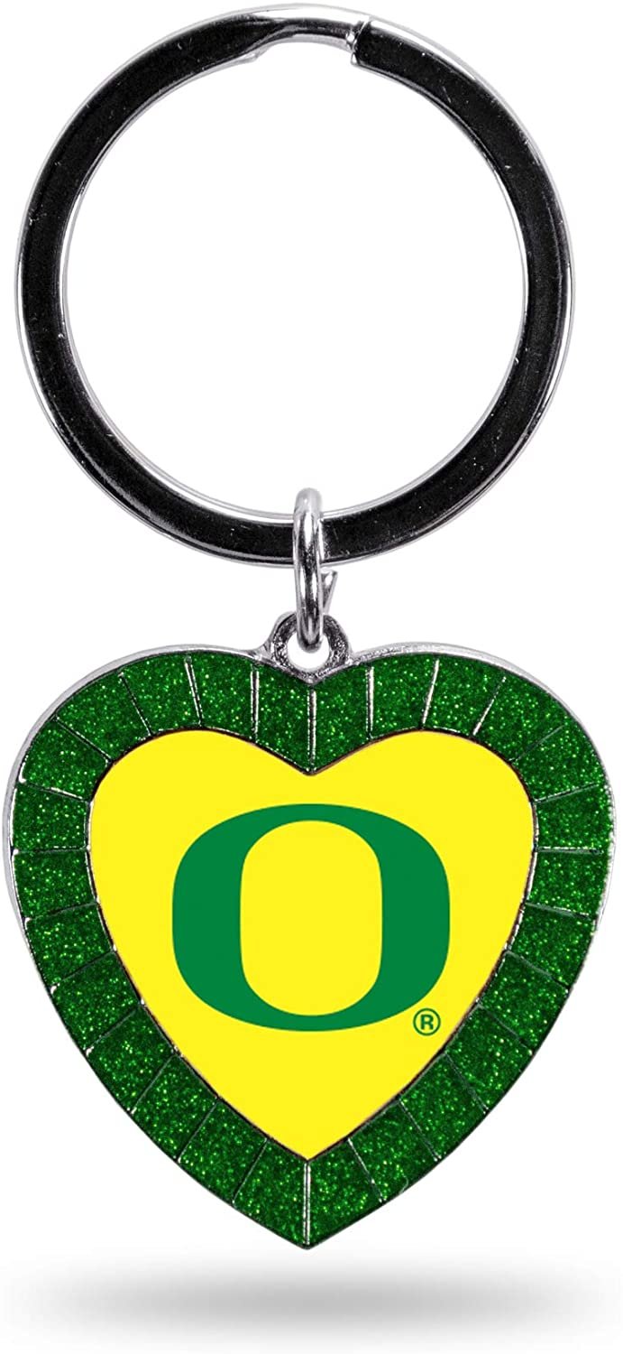 NCAA Oregon Ducks NCAA Rhinestone Heart Colored Keychain, Green, 3-inches in length 1