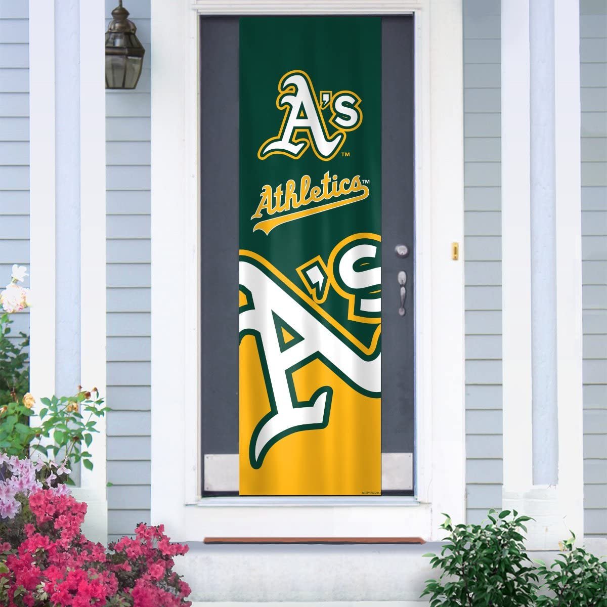 Oakland Athletics A's Door Banner Flag, 84 x 24 Inch, Elastic Straps on Back, House or Office 2