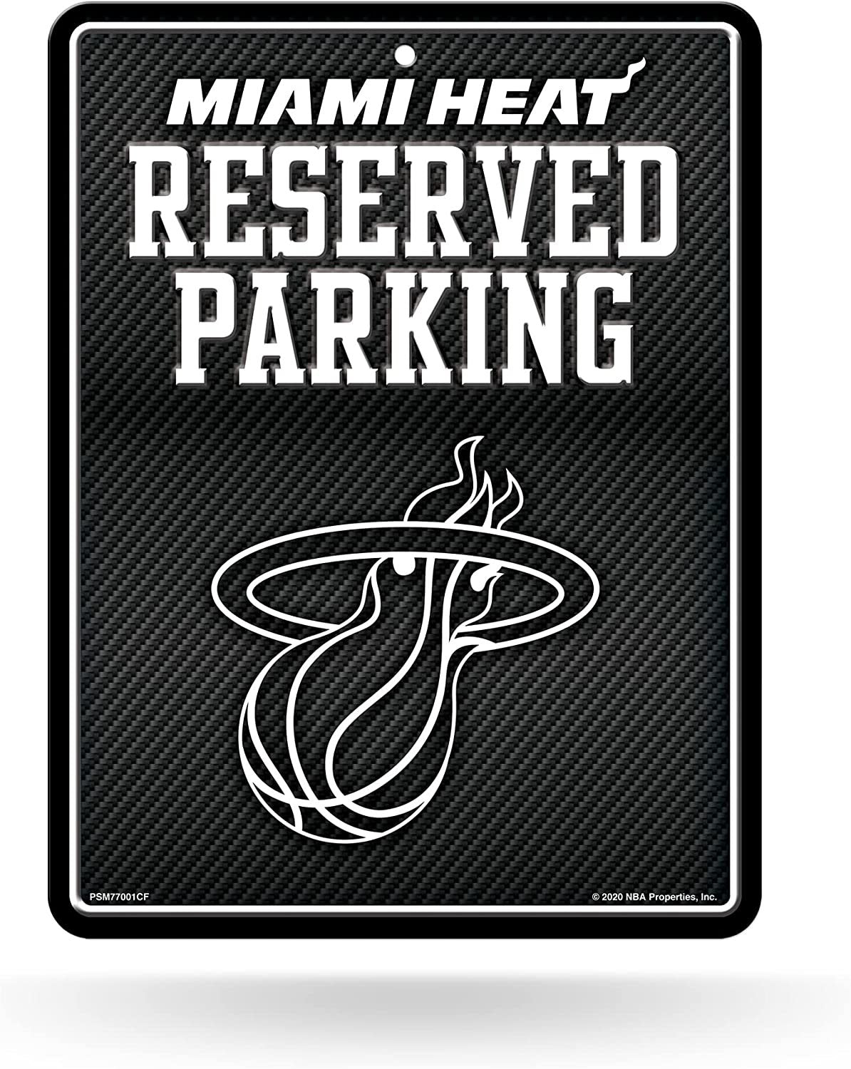 Miami Heat Metal Parking Novelty Wall Sign 8.5 x 11 Inch Carbon Fiber Design