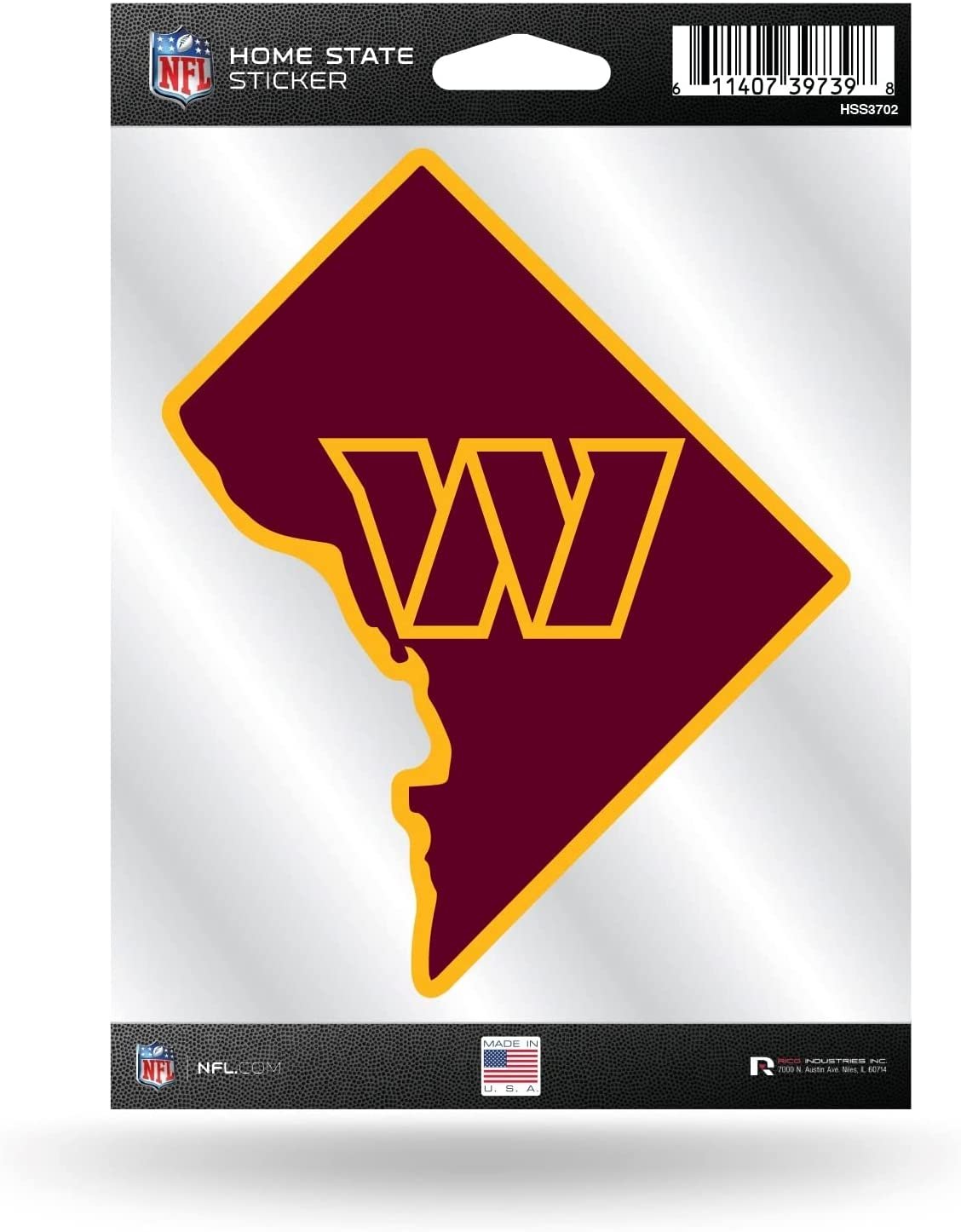 Washington Commanders 5 Inch Sticker Decal, Home State Design, Flat Vinyl, Full Adhesive Backing 1