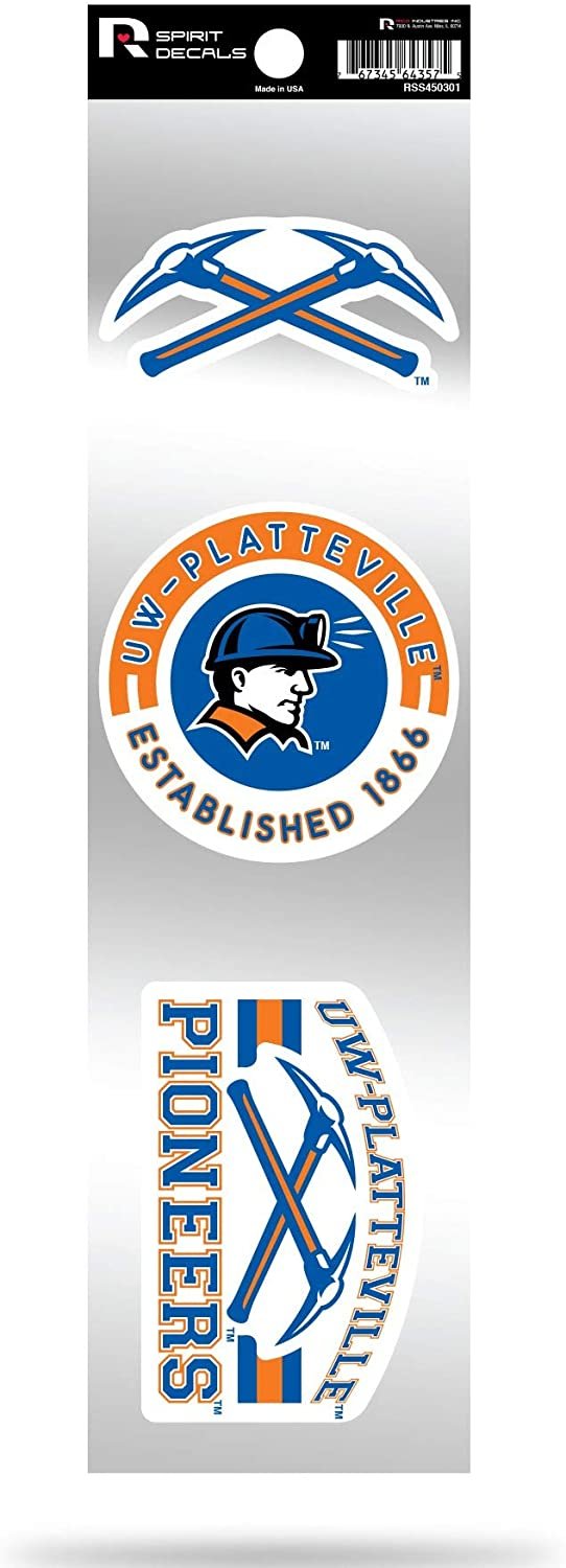 Wisconsin Platteville Pioneers Triple Retro Throwback Spirit Decals Flat Vinyl Auto Home Sticker Sheet University of 1