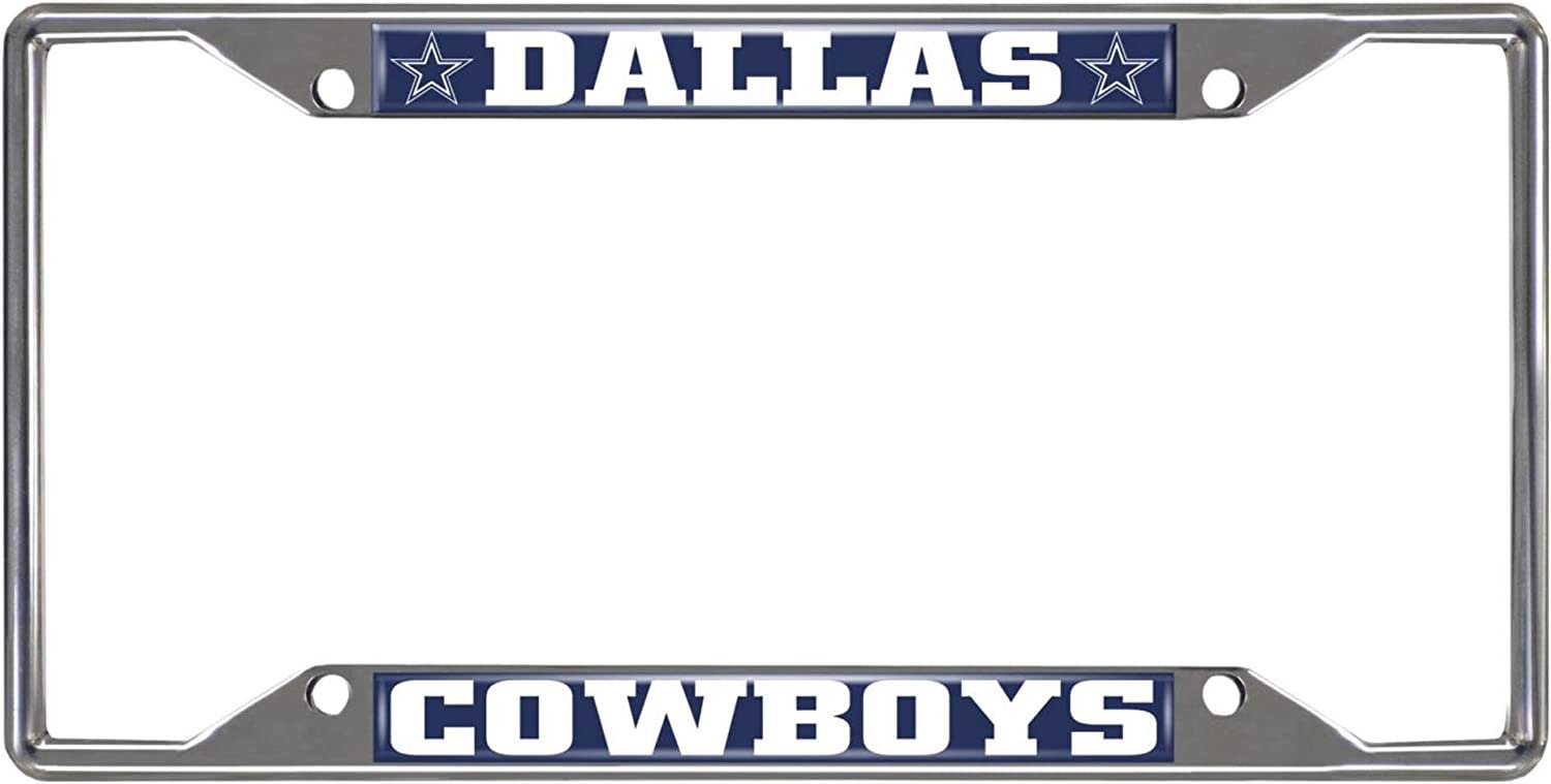 FANMATS 15033 Dallas Cowboys Chrome Metal License Plate Frame, Team Colors, 6.25in x 12.25in