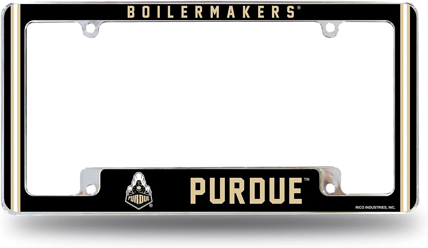 Purdue University Boilermakers Metal License Plate Frame Chrome Tag Cover Alternate Design 6x12 Inch 1