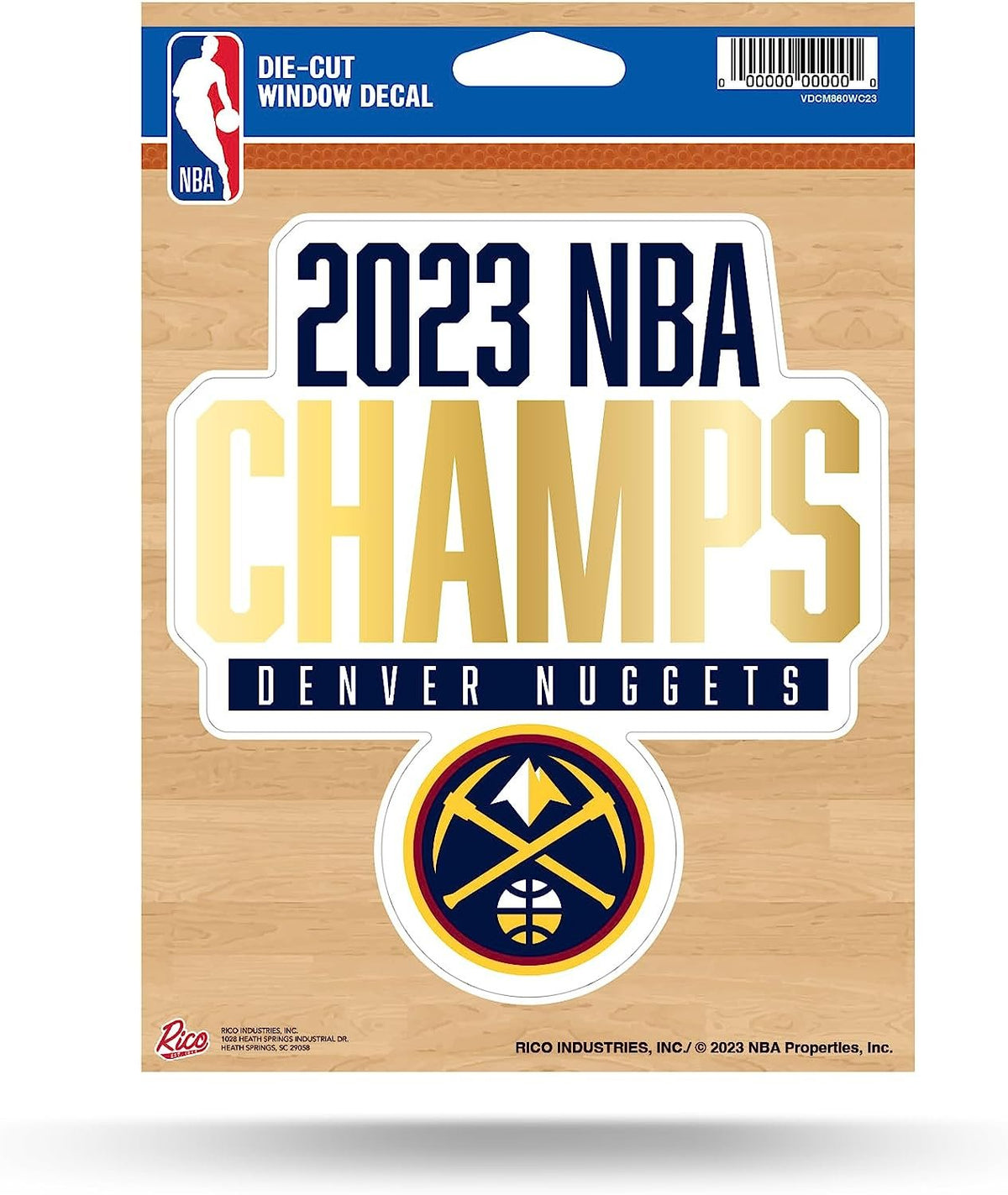 Denver Nuggets 2023 NBA Champions 5 Inch Die Cut Decal Sticker, Flat Vinyl, Clear Adhesive Backing 1