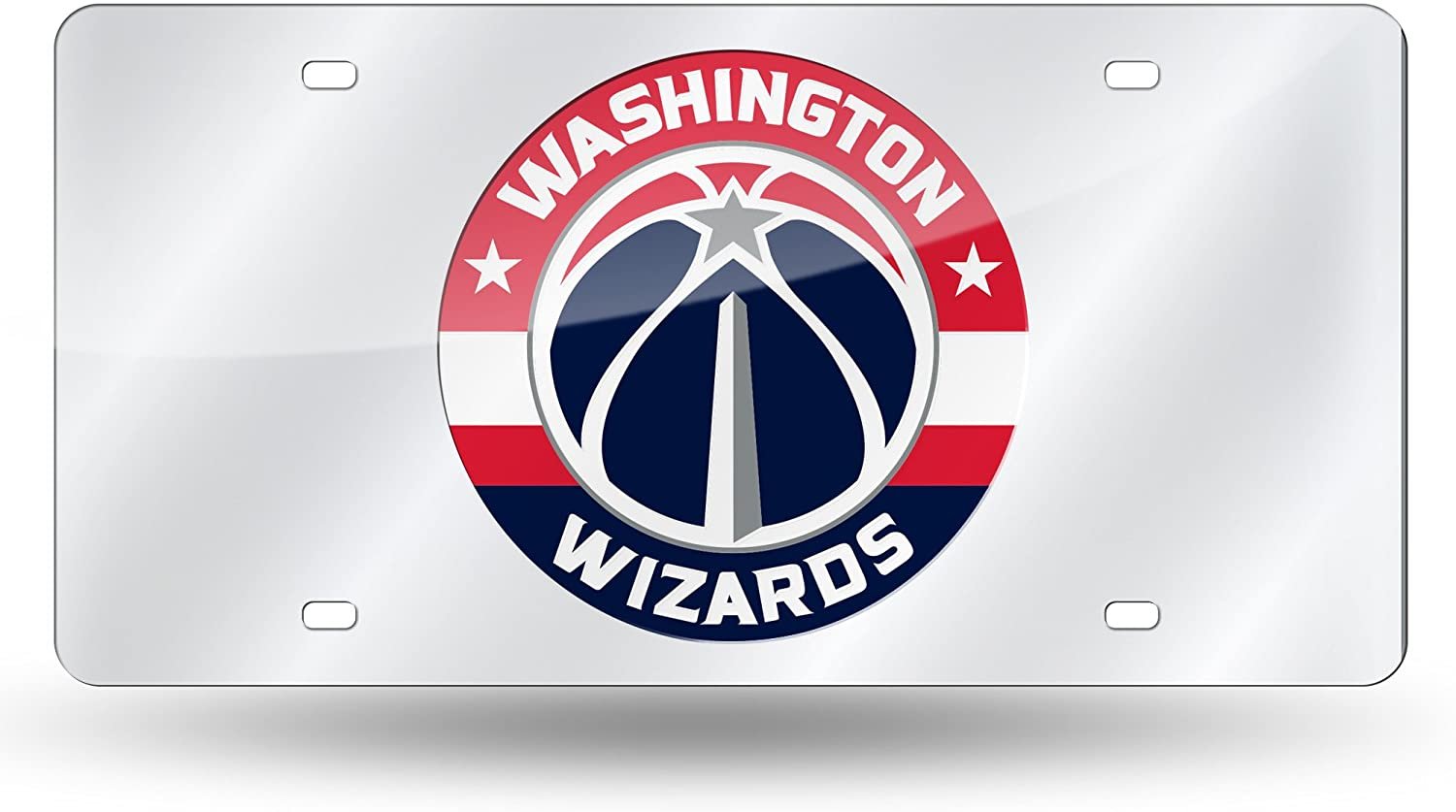 Washington Wizards Premium Laser Cut Tag License Plate, Mirrored Acrylic Inlaid, 12x6 Inch 1