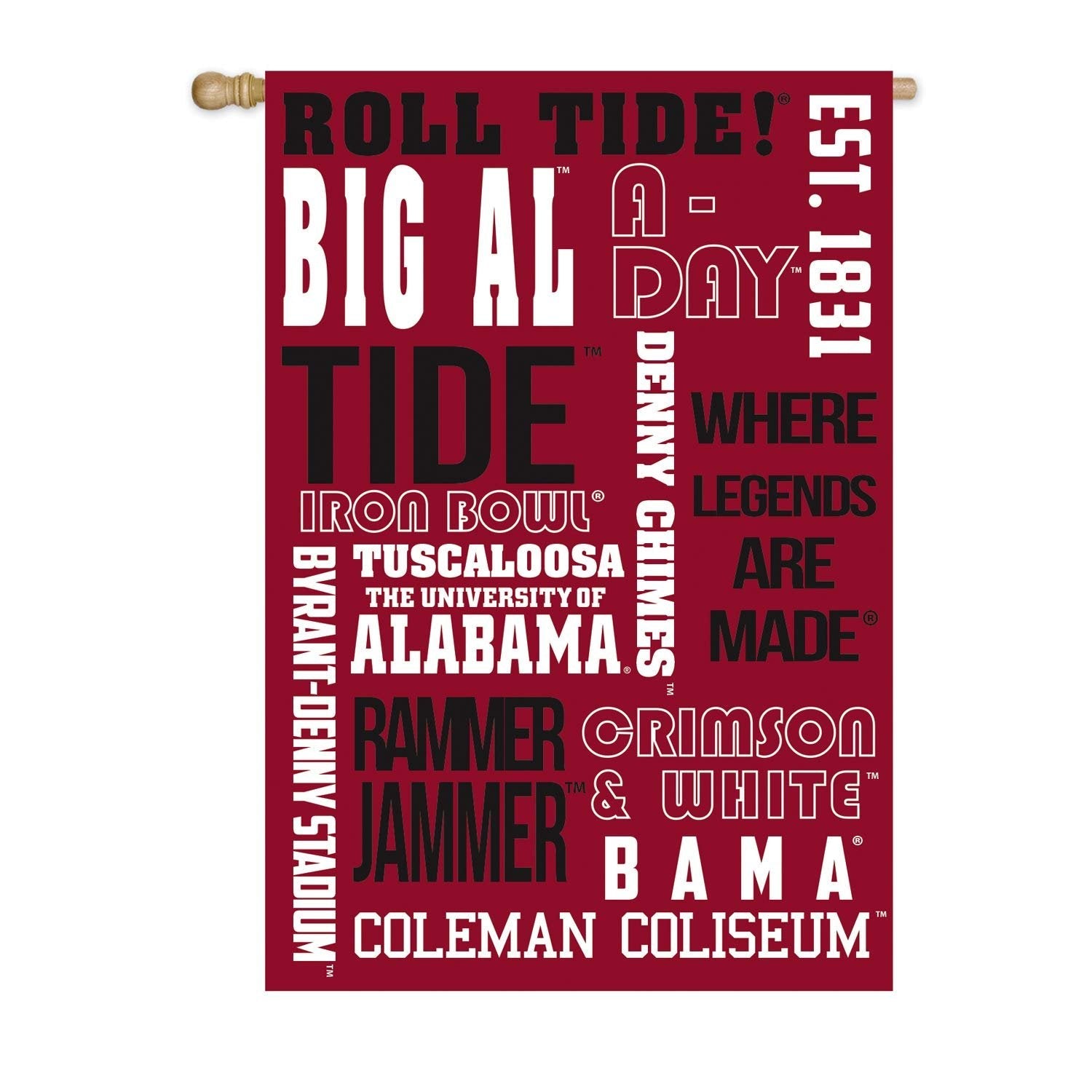 University of Alabama Crimson Tide Premium Double Sided Garden Flag Banner, Fan Rules Design, 13x18 Inch, Display Stand Sold Seperately, Officially Licensed 3