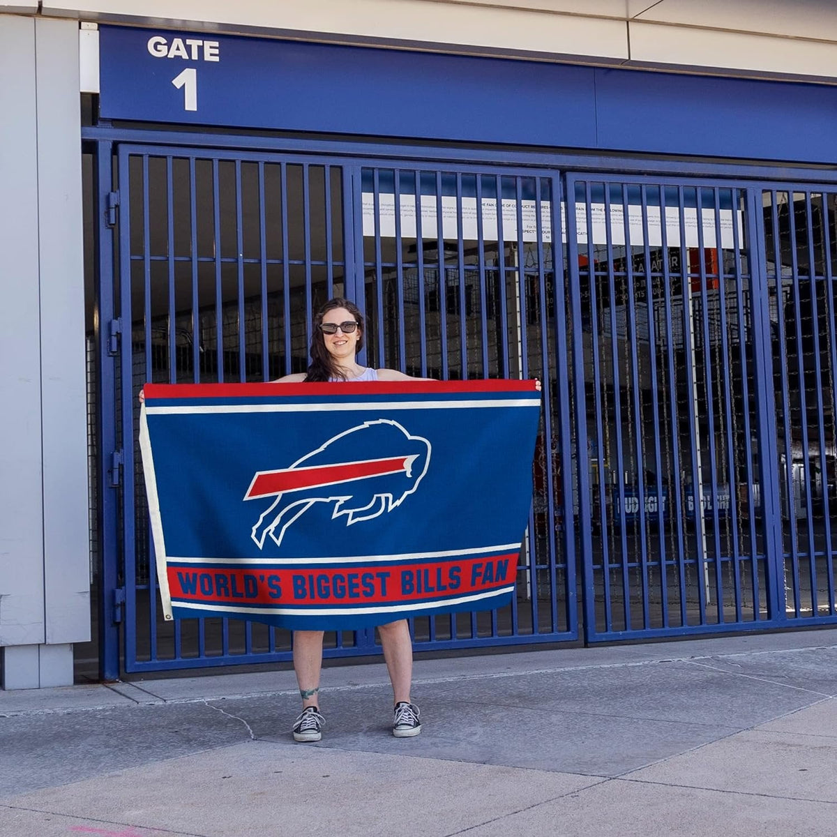 Buffalo Bills 3x5 Feet Flag Banner, World's Biggest Fan, Metal Grommets, Single Sided, Indoor or Outdoor Use 5