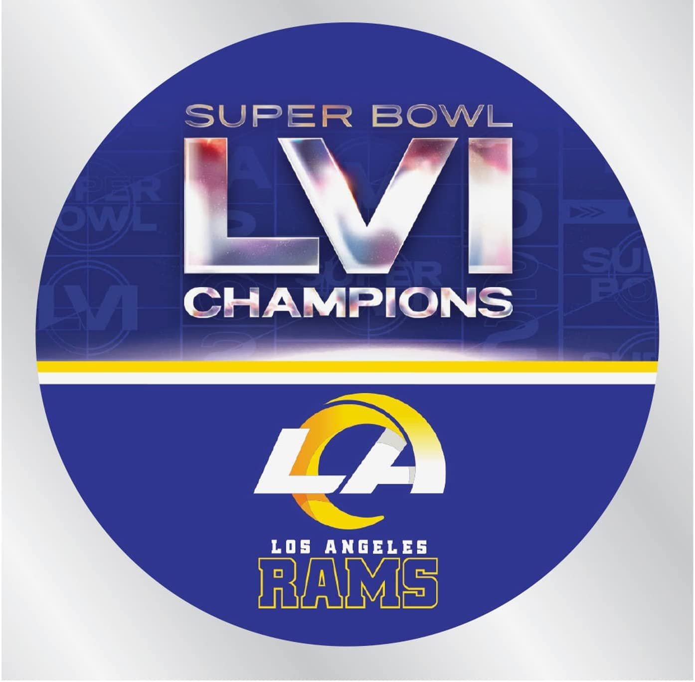 Los Angeles Rams 2022 Super Bowl LVI Champions 4x4 Inch Die Cut Decal Sticker Clear Backing 1