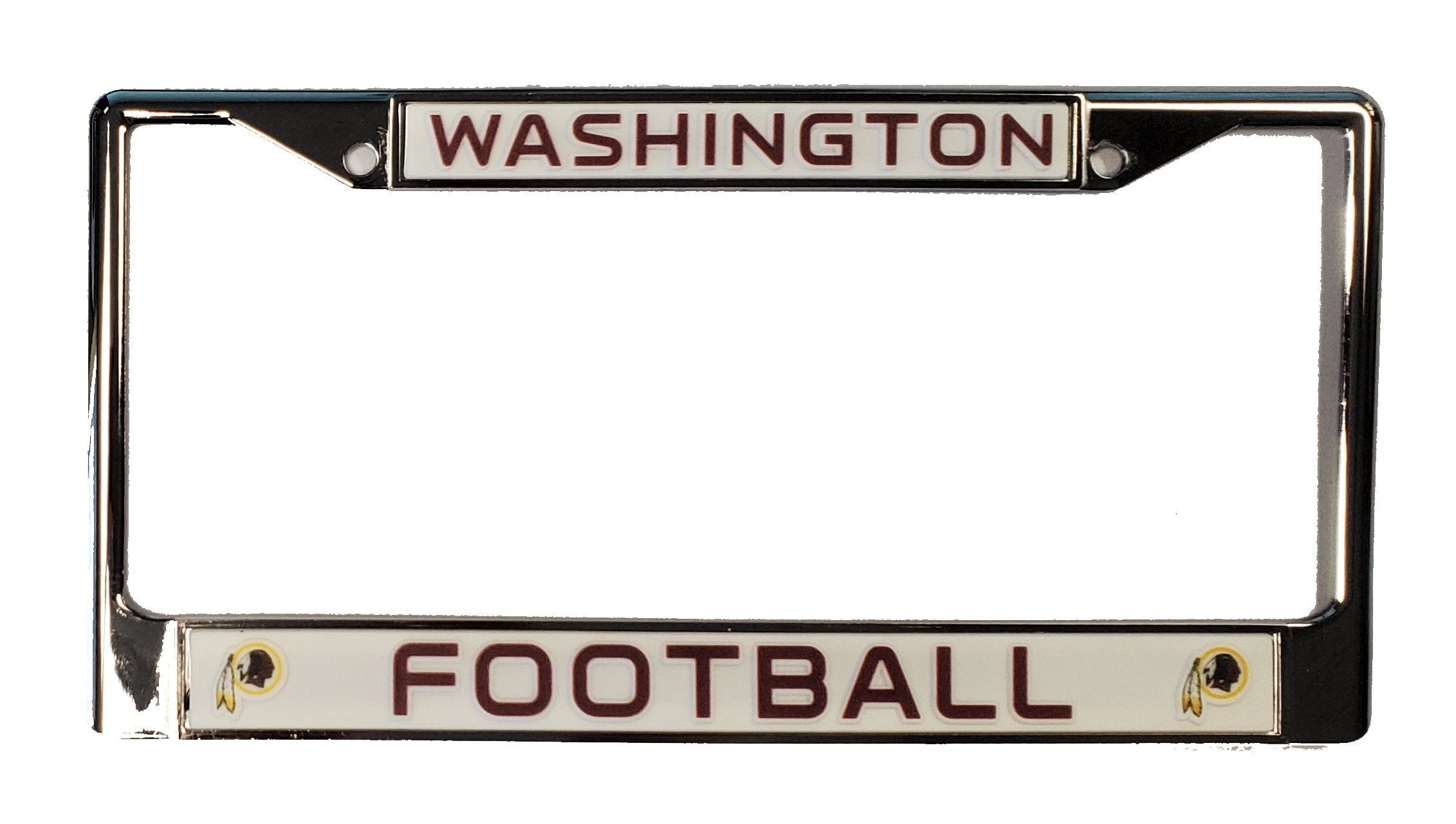 Washington Football Team Commanders Retro Logo Chrome Metal License Plate Frame Tag Cover 1