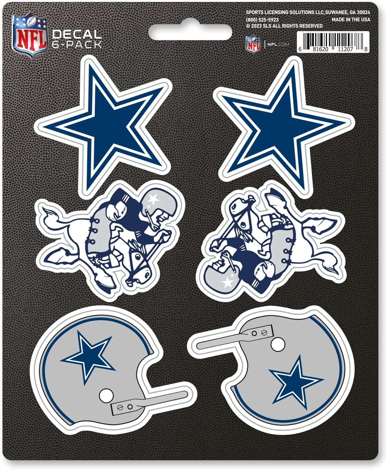 Dallas Cowboys 6-Piece Decal Sticker Set, Vintage Retro Logo, 5x6 Inch Sheet, Gift for football fans for any hard surfaces around home, automotive, personal items 1