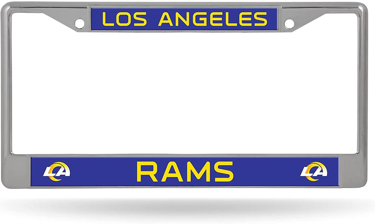 Los Angeles Rams Premium Metal License Plate Frame Chrome Tag Cover, 12x6 Inch 1