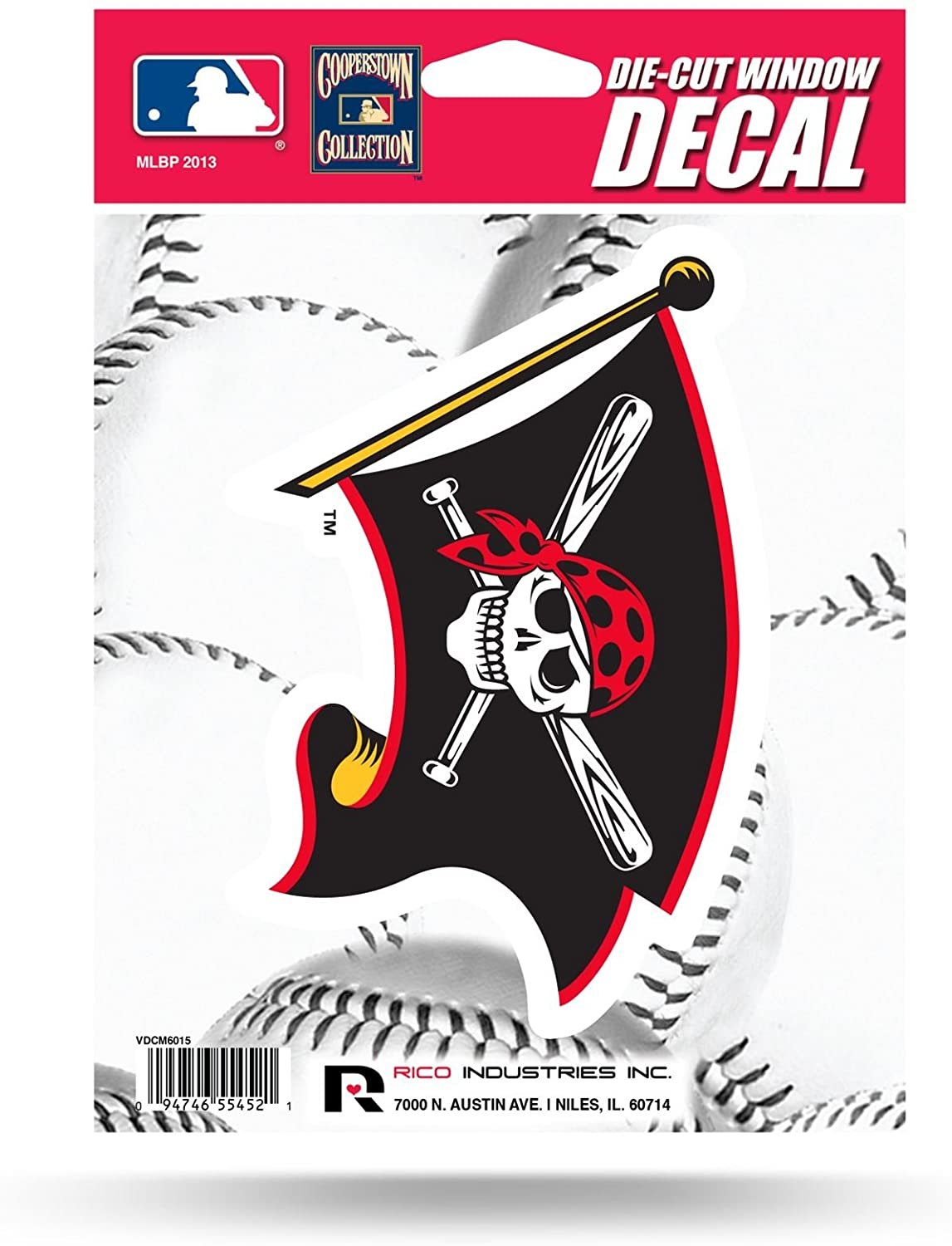 Pittsburgh Pirates 5 Inch Die Cut Flat Vinyl Decal Sticker Jolly Roger Cooperstown Logo Adhesive Backing