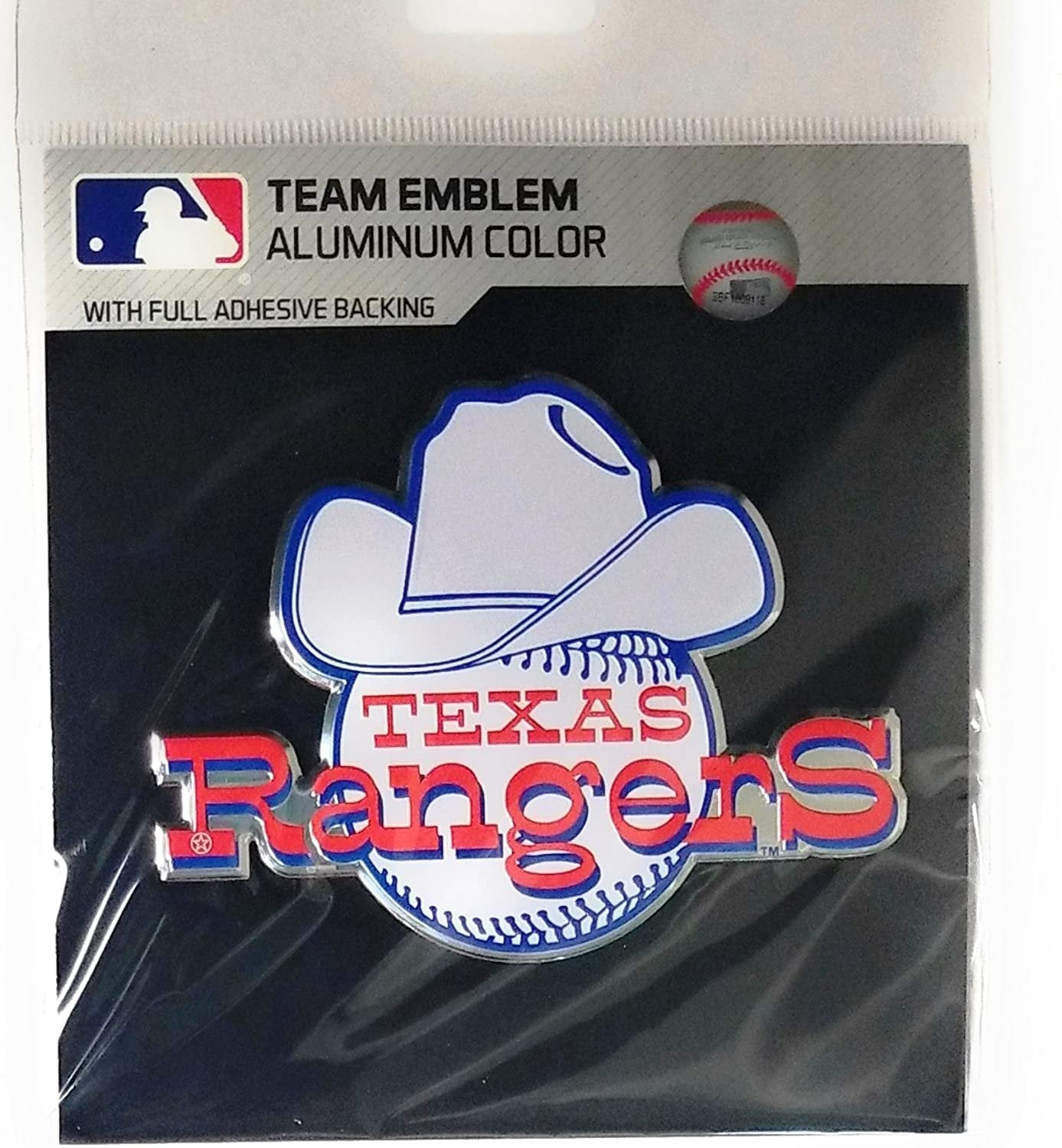 Texas Rangers Premium Aluminum Metal Raised Auto Emblem, Retro Logo, Color Embossed, Full Adhesive Backing 1