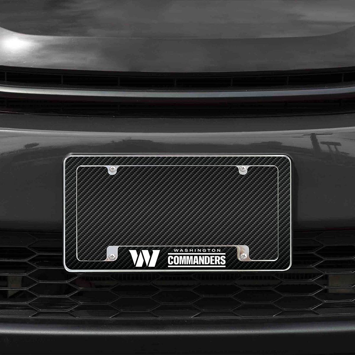 Washington Commanders Metal License Plate Frame Tag Cover Carbon Fiber Design 12x6 Inch