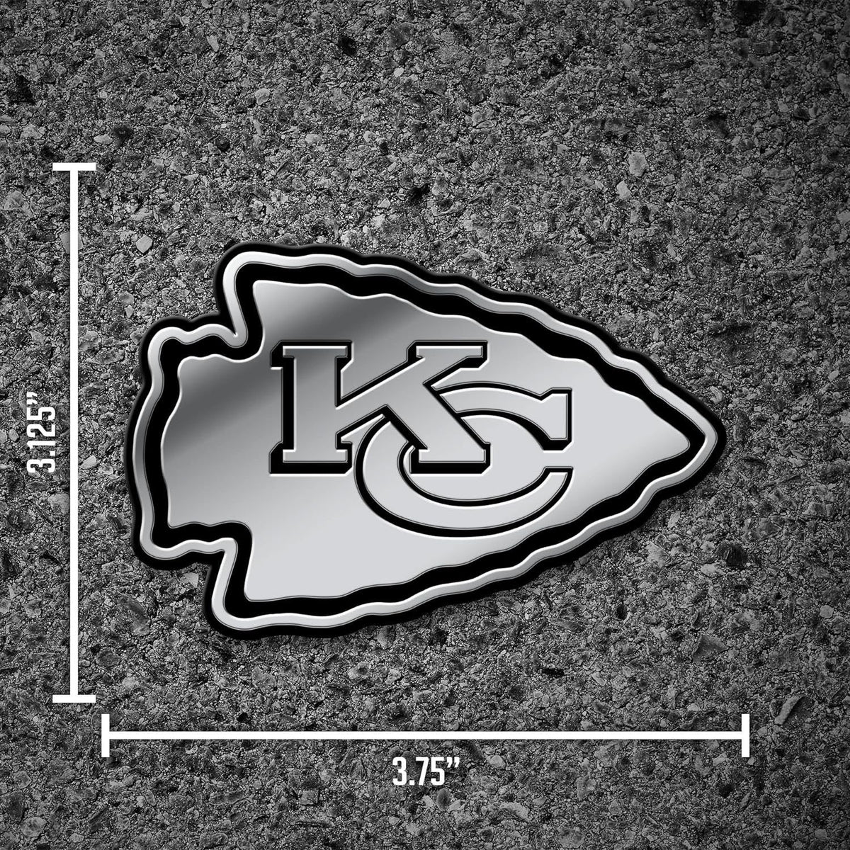 Kansas City Chiefs Auto Emblem, Silver Chrome Color, Raised Molded Plastic, 3.5 Inch, Adhesive Tape Backing 4