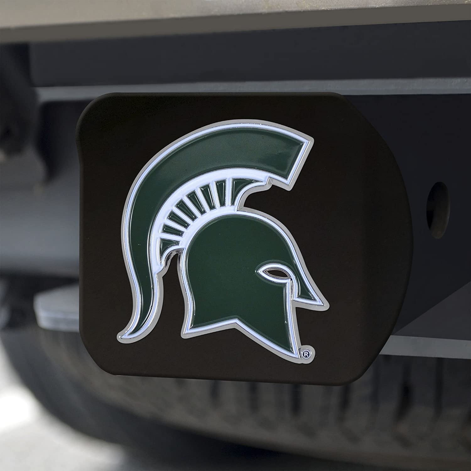 Michigan State Spartans Solid Metal Black Hitch Cover with Color Metal Emblem 2 Inch Square Type III University of