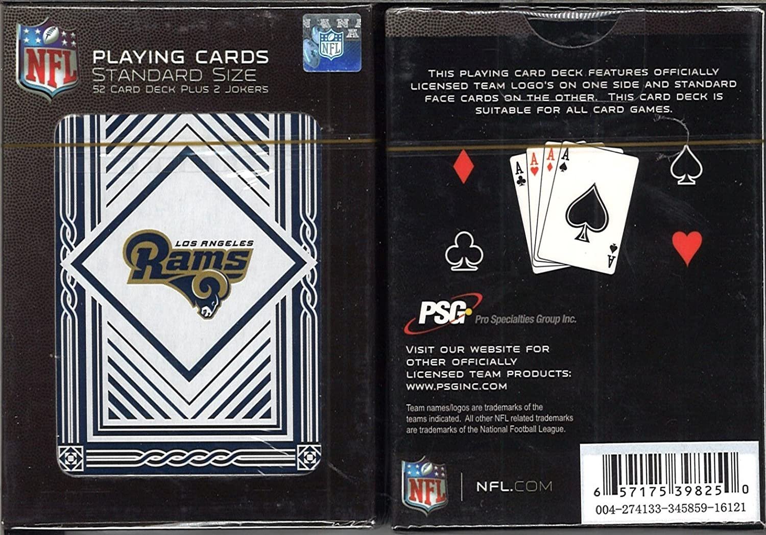 NFL LOS ANGELES RAMS PLAYING CARDS (CLASSIC BACK, ONE DECK) 2
