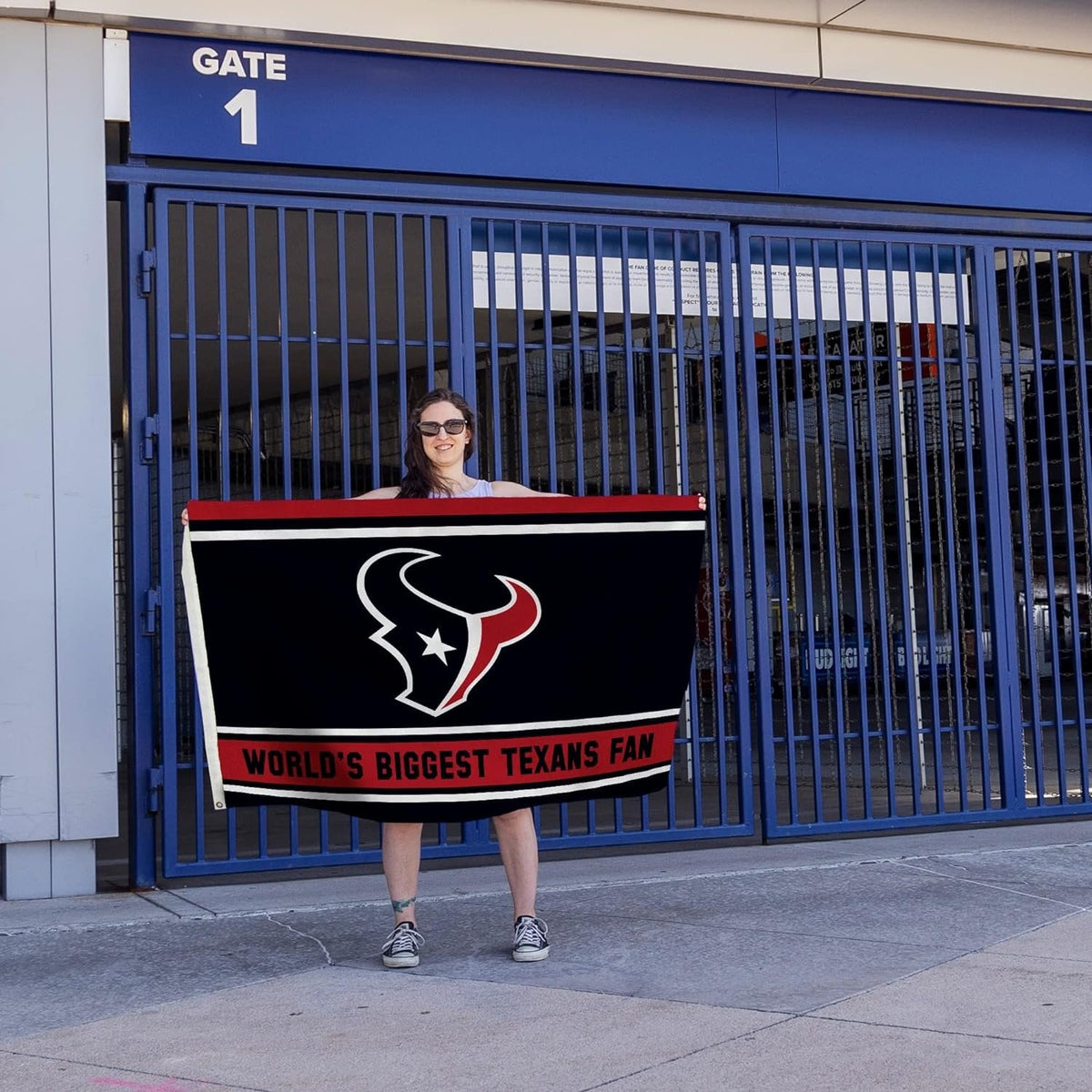 Houston Texans 3x5 Feet Flag Banner, World's Biggest Fan, Metal Grommets, Single Sided, Indoor or Outdoor Use 6