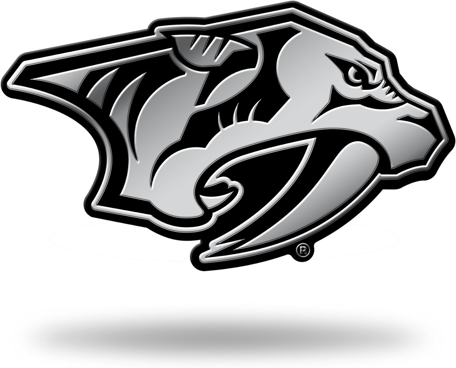 Nashville Predators Auto Emblem, Silver Chrome Color, Raised Molded Plastic, 3.5 Inch, Adhesive Tape Backing 1