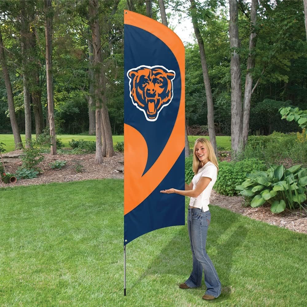 Chicago Bears 8 Foot Tall Team Flag Tailgating Kit with Metal Pole 2