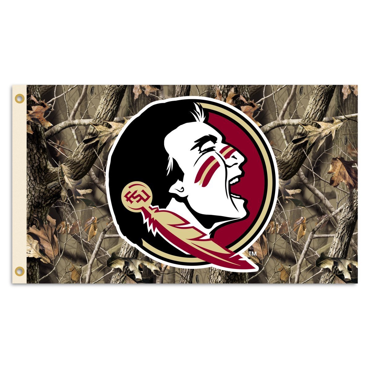 BSI NCAA Florida State Seminoles Flag with Grommets, 3' x 5', Realtree Camo Background 1